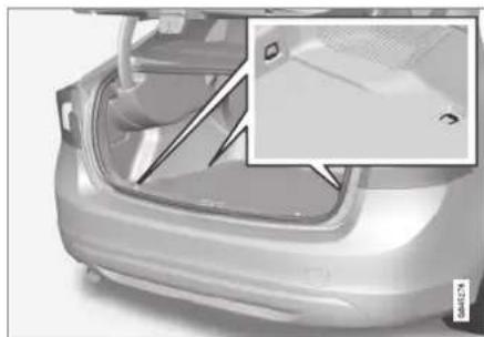Close-up of a car's front bumper area with a magnified inset showing the side panel detail (no text or symbols visible)