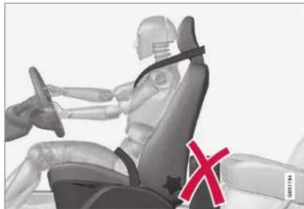 3D rendered robot driving a car with a red X mark overlay (no text or symbols on the robot or background)
