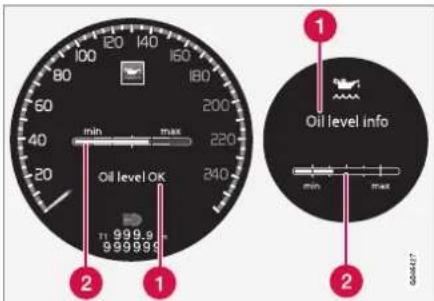 100 120 140 160 80 180 60 min max 200 40 min 220 20 min 240 Oil level OK 11 999.9 999999 Oil level info min max 2