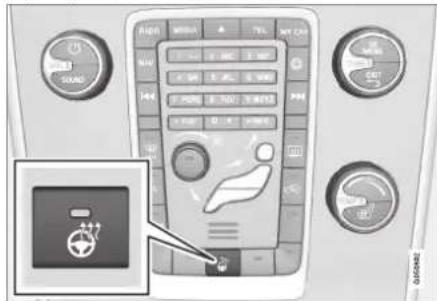 Control panel interface with digital display and control buttons, showing a device icon with plus/minus symbols