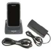 Exterior view of a smartphone charging station with cables and a charger (no visible text or symbols)