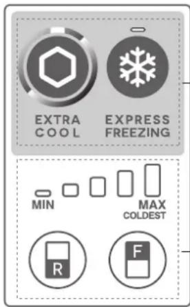 EXTRA COOL EXPRESS FREEZING MIN MAX COLDEST R F