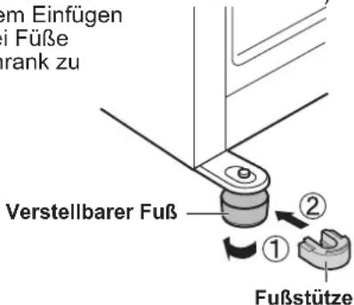 em Einfügen di Füße rank zu Verstellbarer Fuß ① ② Fußstütze