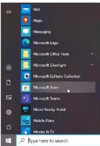 Mail Maps Messaging Microsoft Edge Microsoft Office Tools Microsoft Silverlight Microsoft Software Collection Microsoft Store Microsoft Teams Mixed Reality Portal Mobile Plans Movies & TV Type here to search