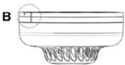 Line drawing of a bowl with a spiral base and a circular marker labeled 'B' (no text or symbols on the diagram itself)