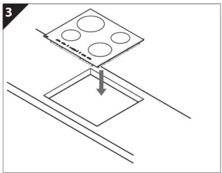 Diagram showing a device with circular components being lowered into a square plate, supported by parallel lines (no text or symbols)