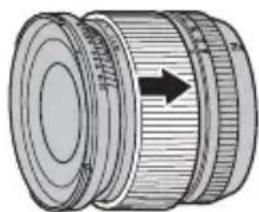 Technical line drawing of a cylindrical mechanical component with a black arrow indicating direction (no text or symbols)