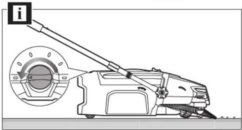 Diagram of a cleaning or cleaning machine with a circular component inserted, showing mechanical components and a magnified inset (no text or symbols)