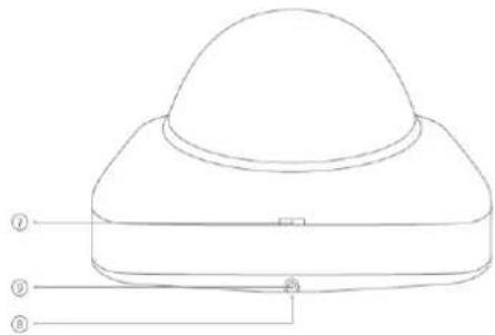 Technical diagram of a dome-shaped device with numbered labels pointing to its components.