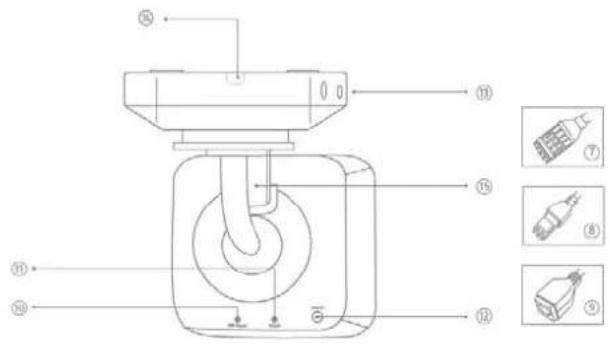Technical diagram of a mechanical device with numbered components and exploded view indicators