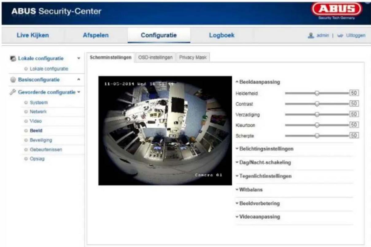 ABUS Security-Center Live Kijken Afspelen Configuratie Logboek admin | Uitloggen Lokale configuratie Lokale configuratie Basisconfiguratie Gevorderde configuratie Systeem Network Video Beeld Beveiliging Gebeurtenissen Opslag Scherminstellingen OSD-instellingen Privacy Mask 11-05-2014 Wed 10:51:44 Ca…