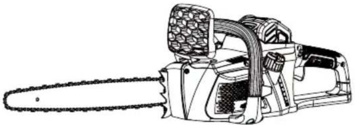 Line drawing of a chain-linking machine with mesh head and chains (no text or symbols)