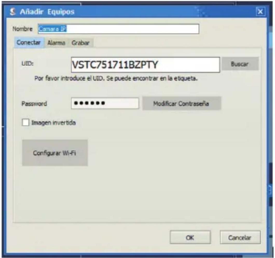 Añadir Equipos Nombre Camara IP Conectar Alama Grabar UID: VSTC751711BZPTY Buscar Por favor introduce el UID. Se puede encontrar en la etiqueta. Password •••••••••••••••••••••••••••••••••••••••••••••••••••••••••••••••••••••••••••••••••••• Imagen invertida Configurar Wi-Fi OK Cancelar