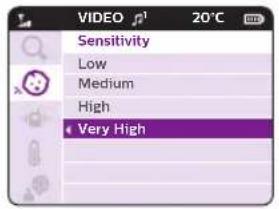 VIDEO Sensitivity Low Medium High Very High