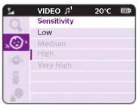 VIDEO Sensitivity Low Medium High Very High