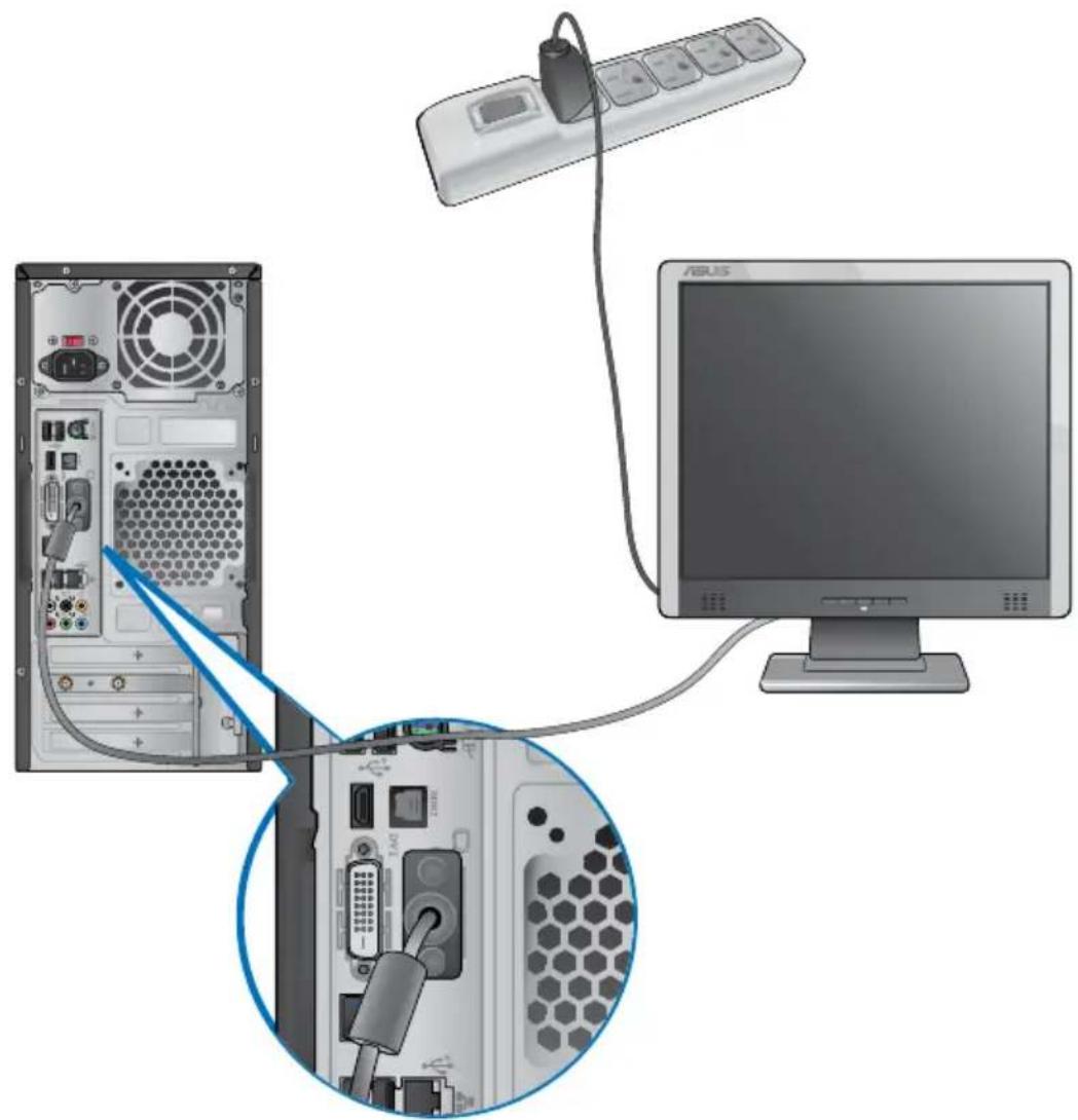 ASUS CM1740 - Ga als volgt te werk om een externe monitor via de onboard display-uitvoerpoorten aan te sluiten: - 1