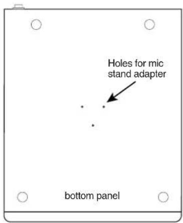 Holes for mic stand adapter bottom panel
