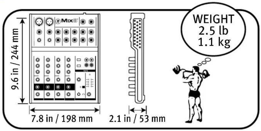 9.6 in / 244 mm 7.8 in / 198 mm 2.1 in / 53 mm WEIGHT 2.5 lb 1.1 kg