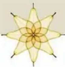 Symmetrical geometric flower-like pattern with eight petals and central hub (no text or symbols)