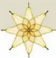 Symmetrical abstract geometric pattern with eight petal-like arms radiating from a central point (no text or symbols)