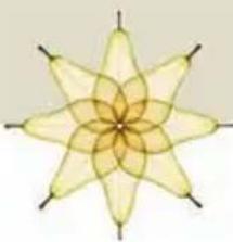 Symmetrical abstract geometric pattern with eight petal-like arms radiating from a central point (no text or symbols)