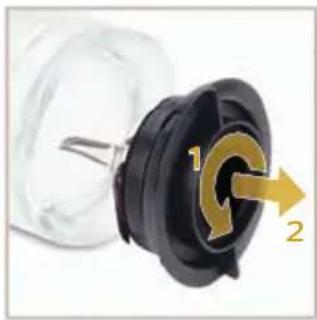 Close-up of a mechanical component with a black and yellow spiral arrow indicating rotation (no text or symbols)
