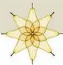 Symmetrical geometric flower-like pattern with eight petals, no text or symbols present