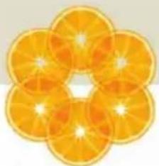 Close-up of a flower-shaped arrangement of oranges with visible petals and center (no text or symbols)