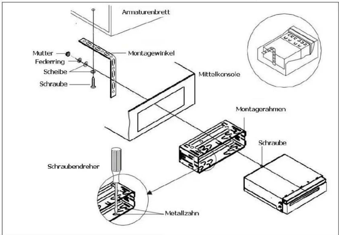 Armaturenbrett Mutter Federring Scheibe Schraube Montagewinkel Mittelkonsole Montagerahmen Schraube Schraubendreher Metallzahn
