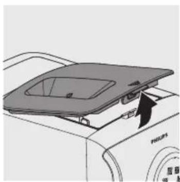 Diagram of a refrigerator interior showing the lid and door, with no visible text or symbols.