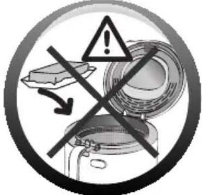 Panneau d'avertissement avec point d'exclamation, poubelle barrée et symbole d'avertissement