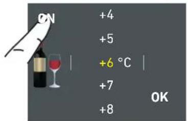 ON +4 +5 +6 °C +7 +8 OK