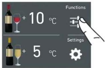 Functions + 10 °C Settings + 5 °C