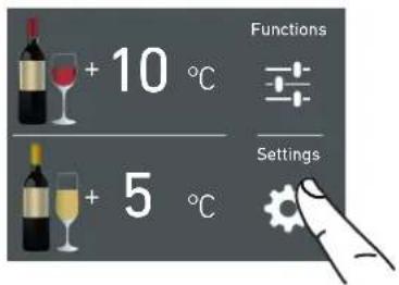 Functions + 10 °C Settings + 5 °C