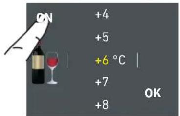 ON +4 +5 +6 °C +7 +8 OK