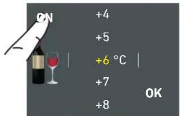 ON +4 +5 +6 °C +7 +8 OK