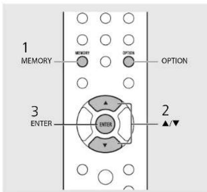 1 MEMORY MEMORY OPTION OPTION 3 ENTER ENTER 2 ▲/▼