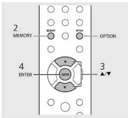 2 MEMORY MEMORY OPTION OPTION 4 ENTER ENTER 3 ▲/▼