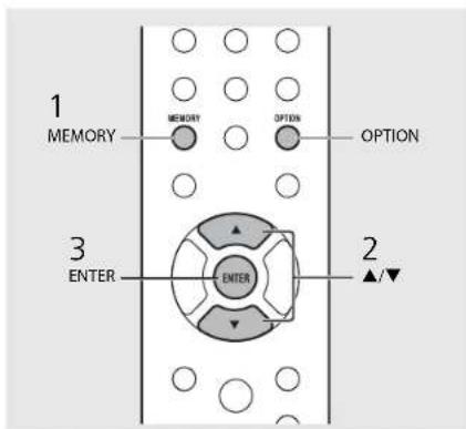1 MEMORY MEMORY OPTION OPTION 3 ENTER ENTER 2 ▲/▼