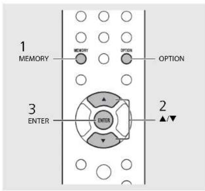 1 MEMORY MEMORY OPTION OPTION 3 ENTER ENTER 2 ▲/▼