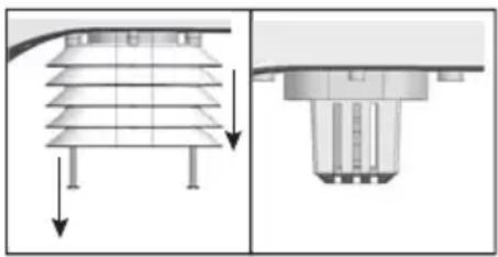 Diagram showing structural components with arrows indicating downward motion, no text or symbols present