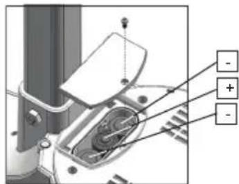 Mechanical assembly diagram showing a component with labeled parts (no readable text or symbols)