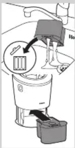 Diagram showing a device with a lever mechanism and a magnified inset of a component labeled '110'