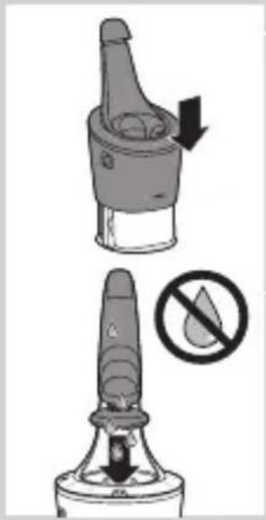 Diagram showing two mechanical components with directional arrows and a prohibition symbol, likely illustrating a process or installation.