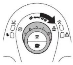 Diagram of a vehicle's rearview mirror with directional arrows and labeled components