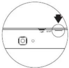Simple circular diagram with horizontal lines, a small square icon, and a downward arrow (no text or symbols)