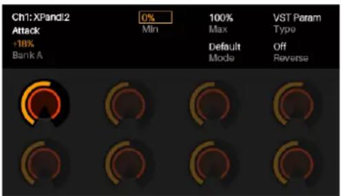 Ch1:XPand12 Attack +18% Bank A 0% Min 100% Max Default Mode VST Param Type Off Reverse
