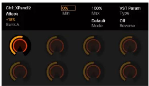 Ch1: XPandl2 Attack +18% Bank A 0% Min 100% Max Default Mode VST Param Type Off Reverse