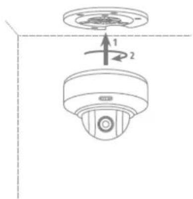 Technical diagram showing a mechanical component with labeled parts and directional arrows indicating rotation or movement.