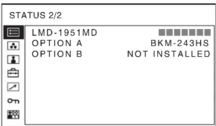 STATUS 2/2 LMD-1951MD OPTION A BKM-243HS OPTION B NOT INSTALLED